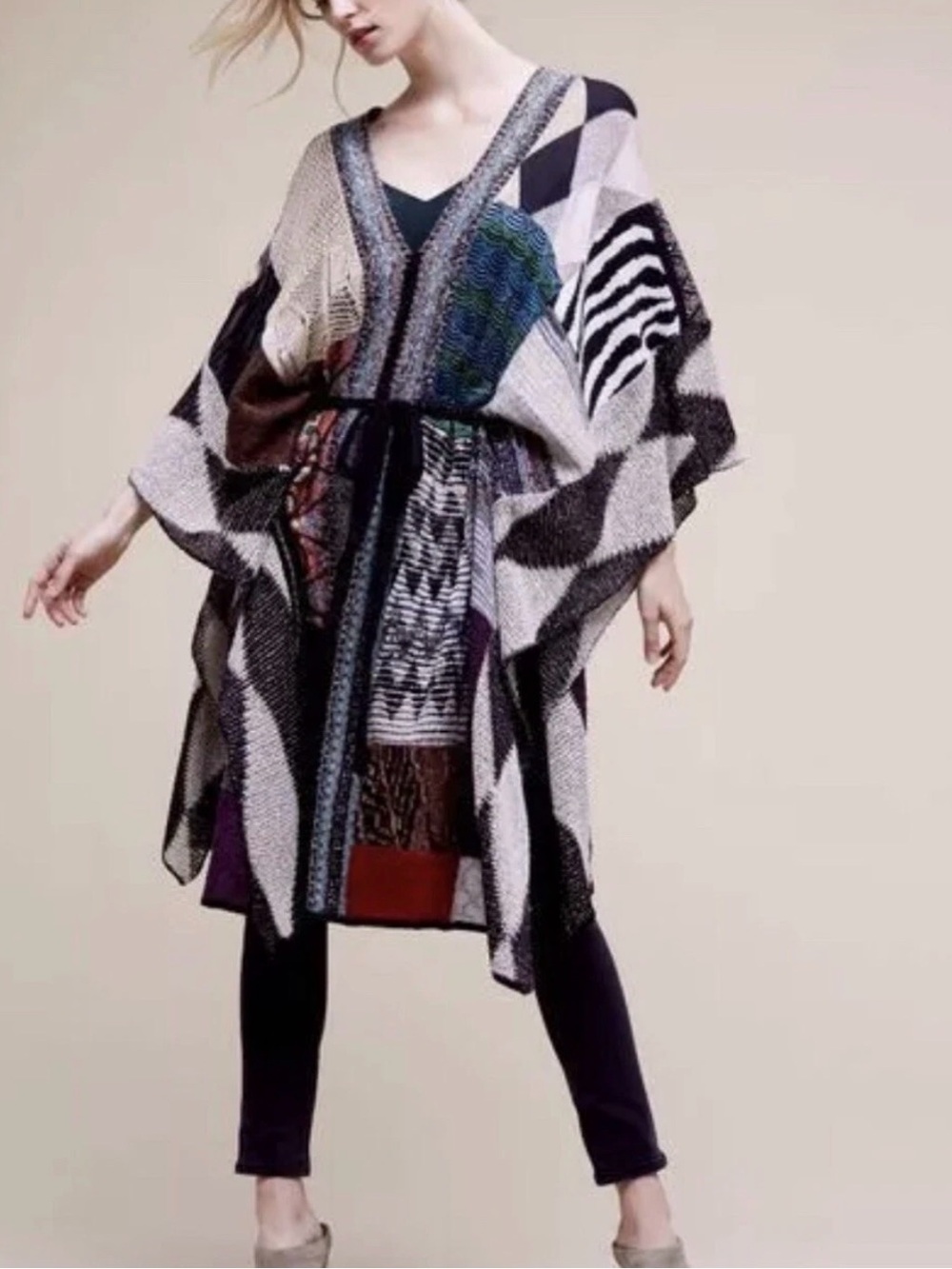 Anthropologie Cecilia Prado Patchwork Knit Shawl M Boho Whimsigoth Poncho